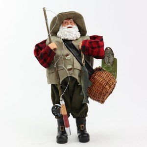 Santa's Workshop 5620 Fly Fishing Santa Figurine,12", Multi